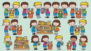 food drive clipart for school; AI generated